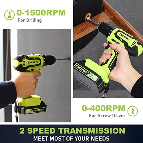 FASTPRO 20V Drill Set, Home Tool Kit with Tool Box,Green