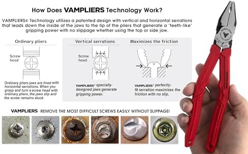 VAMPLIERS 2-PC Set 9" Linesman Pliers, Electrician Scissors + 10" Pouch