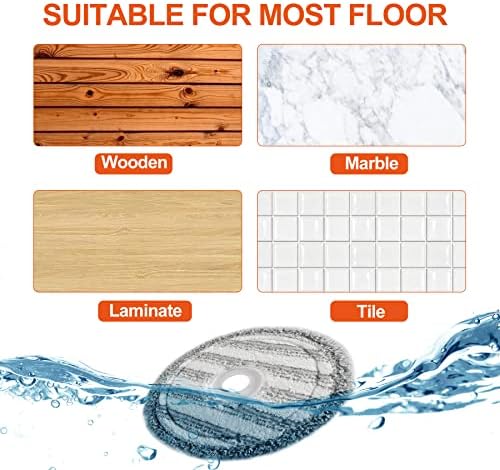 REECOO Cordless Electric Spin Mop Power Mop with 4 Floor Scrubber Pads/Automatic Cleaning Bucket/Water Sprayer,Lightweight & Rechargeable,Suitable for Wooden, Marble, Tile, Hardwood Floor.