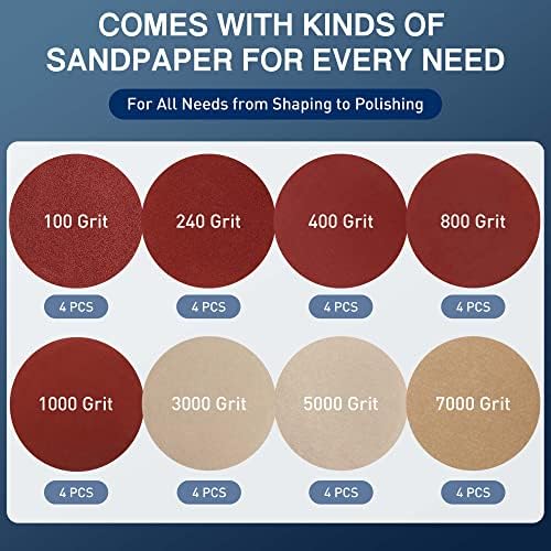 Electric Resin Polishing Machine, Resin Sanding and Polishing Kit Sander, 90W 7-Speed 24V, Including 26 PCS Sandpaper Resin Grinding Polisher Supplies, Epoxy Casting Tools for Resin Molds