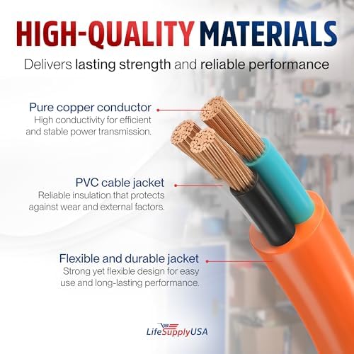 100ft Outdoor/Indoor Extension Cord 12/3 Gauge Extra Heavy Duty 3 Prong SJTW, Waterproof, Flexible Cold-Resistant Long Power Cord,15A 125V 1875W, Orange by LifeSupplyUSA