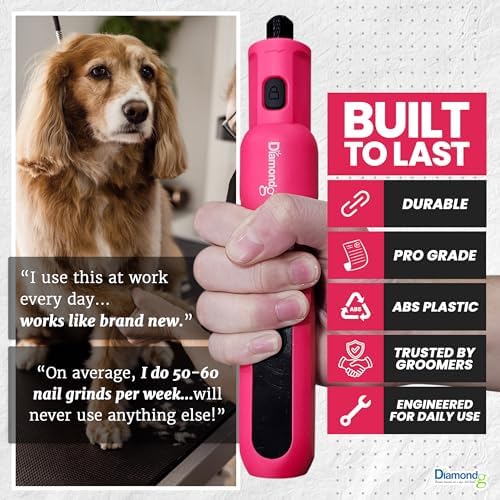 Diamondg Micro Dog Nail Grinder - Quiet Sound with LED Light, Pink