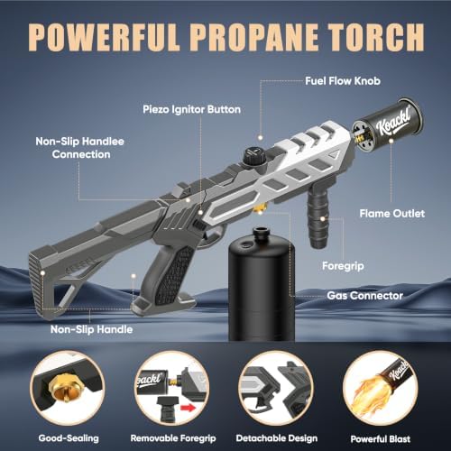 Koackl 25.8" CSA Propane Torch Gun 2372°F Adjustable Flame BBQ Gray