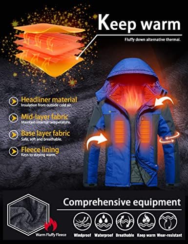 GEMYSE Men's Winter Ski Jacket Waterproof Snow Coat with Detachable Hood