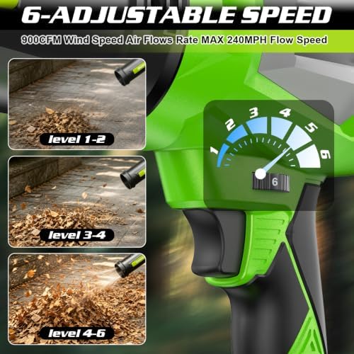 Cordless Leaf Blower, 1.8Lbs Brushless Handheld Turbo Jet Blower, 6 Speed