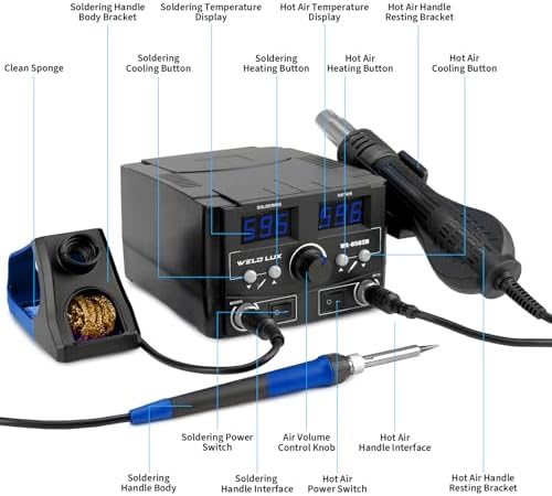 820W Digital Soldering Station Kit 2 In 1 Hot Air Rework Station