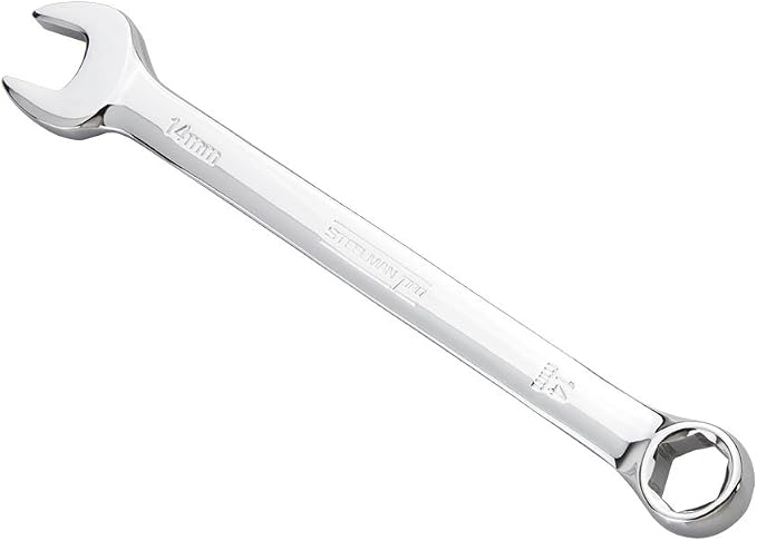 Steelman Pro 10-Piece Metric 6-Point Combination Wrench Set for Mechanics, Chrome Vanadium Alloy Steel, Angled Ends, Storage Rack Included