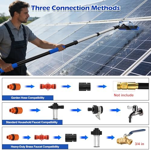 30 FT Reach Solar Panel Cleaning Brush Kit with Telescopic Pole