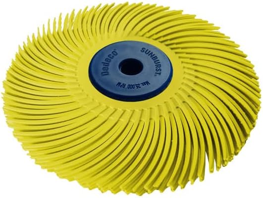 Dedeco Sunburst Radial Bristle Discs 4" x 1/2" Curved - Yellow 80 Grit (Coarse) - Aluminum Oxide (TC Series) for Polishing & Finishing 1/Unit