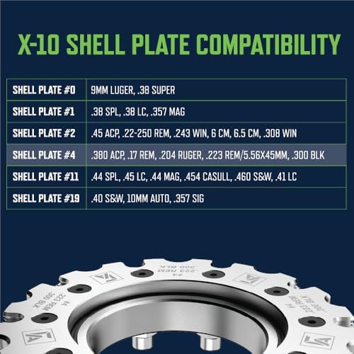 Frankford Arsenal X-10 Shell Plates with Ball Bearings, Compatible with X-10 Progressive Press, for Caliber Change, Reloading, and Gunsmithing