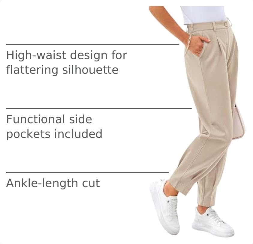 CFLONGE Womens Ankle Work Pants Trousers Casual Slacks