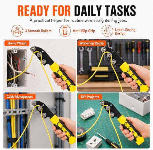Wire Straightener Tool, Handheld Smooth-Rolling Durable Wire Straightener, Anti-Slip, Labor-Saving, Flexible Rotation, Wear-Resistant, Professional Manual Cable Untangling And Bending Device (3PCS)