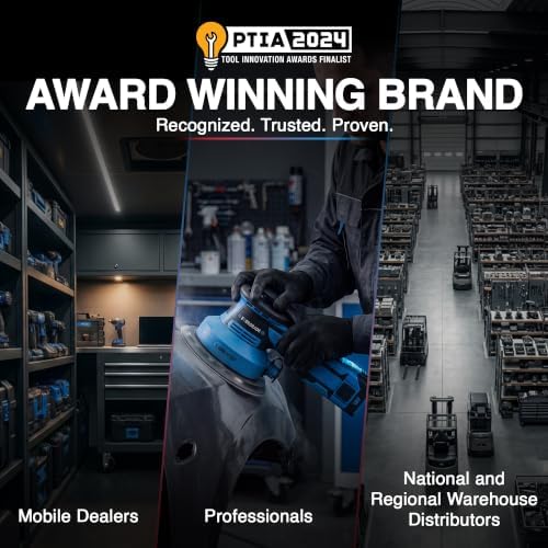 EVERGRADE Cordless Professional DA Random Orbital Sander, AWARD WINNING BRAND, Pneumatic-Performance, 16V Brushless Palm Sander, 3/16" (5.0 mm) Offset for Wood, Auto Body, Paint Prep (EVK-316K)