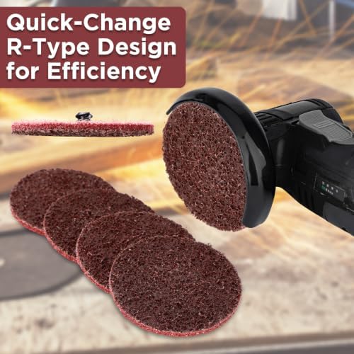 50 Pcs 2 Inch Sanding Discs Red Quick Change Sanding Discs Nylon Surface Conditioning Grinder Wheels for Angle Grinder, Stock and Rust Removal, Grinding, Deburring