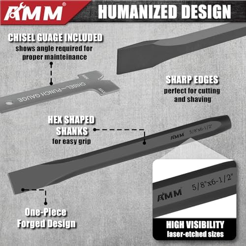 AMM 16PC Heavy Duty Punch Chisel Set, Cr-V for Metal Wood Automotive