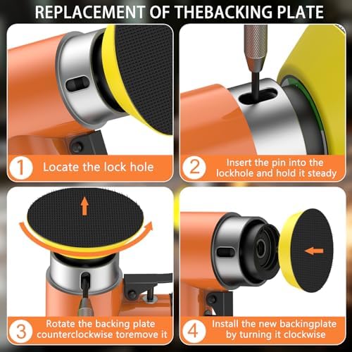 1/2/3 Inch Random Orbital Air Sander, Mini Da Sander for Auto Body Work, High Speed Pneumatic Sander for Metal & Woodworking/Car Polishing Waxing/DIY Projects(60PCS Sandpapers Included)