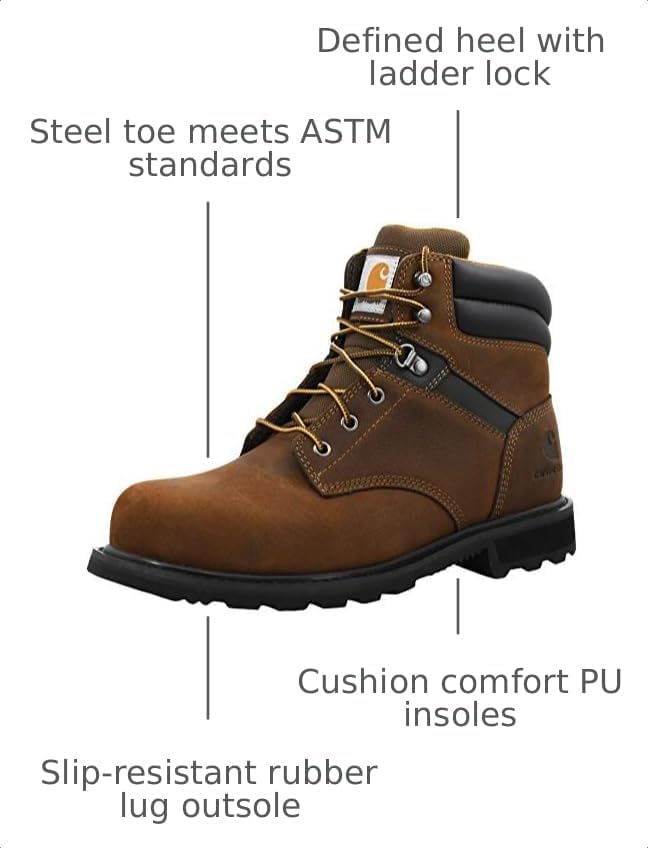 Carhartt Men's Traditional Welt 6" Steel Toe Work Boot Construction