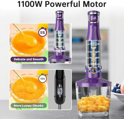 Turelar Immersion Blender Handheld 5 in 1 Hand Blender Set 1100W Heavy Duty