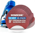 8 inch Sanding Disc Self Stick Orbital Sander Pads 25 Pack No Hole - Premium 36 Grit Sandpaper Discs Aluminum Oxide, Durable PSA Sand Paper, Round Sanding Discs Adhesive Back for Wood & Metal