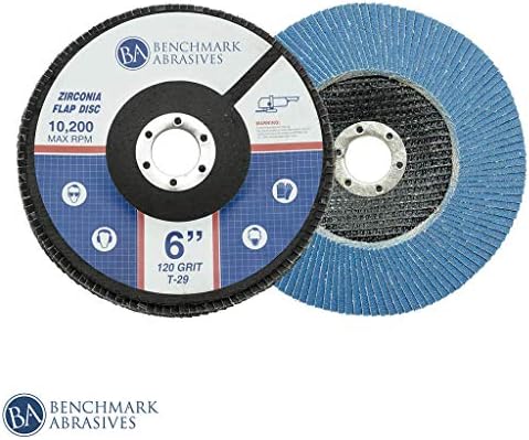 Benchmark Abrasives 6" x 7/8" Zirconia Type 29 Flap Discs, 120 Grit