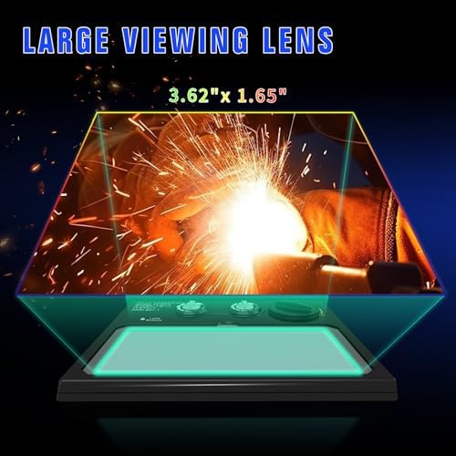 TRQWH Welding Helmet with Light True Color Auto Darkening Welding Helmets for Men Solar Powered Welding Hood with 2 Arc Sensor Wide Shade 4/9-13 for TIG MIG ARC Cool Welder Mask