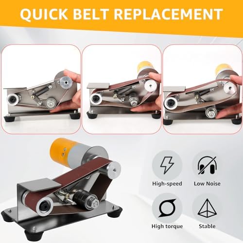 Mini Belt Sander, 15° Electric Spindle Knife Sharpener Bench Grinder Sanding Machine, 7 Adjustable Speed Belt Grinder, Cutter Sharpener Sander Small Polishing Grinding Machine for Metal Jewelry
