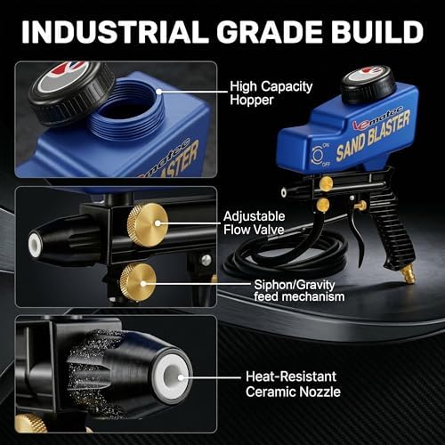 LE LEMATEC Sand Blaster Gun Kit for Air Compressor Rust Removal
