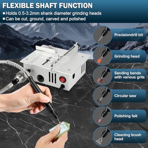 Mini table Saw,mini Table Saws for Crafts, Mini Multi Functional Table Saw, Dual-motor control for cutting, grinding,engraving and drilling.Speed & Angle Adjustable,for Wood/PCB/Acrylic/Plastic