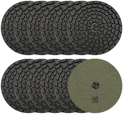 SHDIATOOL 4-Inch Diamond Polishing Pads 50 Grit 12PCS for Concrete Floor