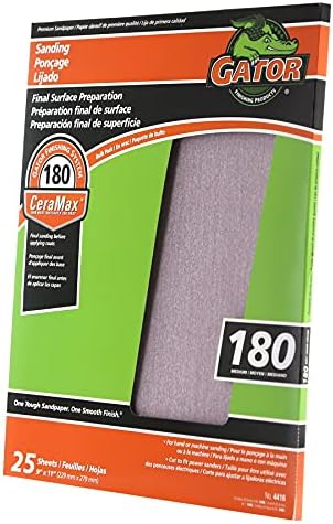 Gator CeraMax 9" x 11" Ceramic Sanding Sheets, 180 Grit, 25 Pack
