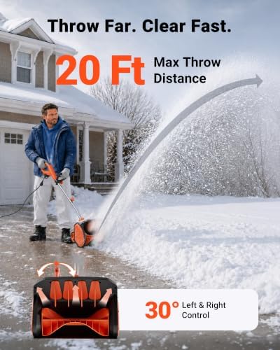 VOLTASK 17-Inch Corded Snow Blower with Wheels, 12 Amp Electric Snow Shovel
