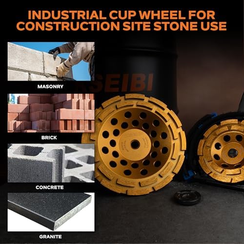 KSEIBI 644118 Diamond Concrete Grinding Wheel 7" x 5/8"-11 for Polishing and Cleaning Stone Concrete Surface, Cement, Marble, Rock, Granite, and Thinset Removing, Angle Grinder Wheels Cup