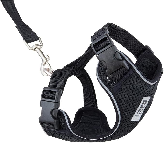 RC Pets Adventure Kitty Harness Includes Adjustable, Airmesh Fabric, 6' Leash and D-Ring Cat Walking Harness | Black, Small