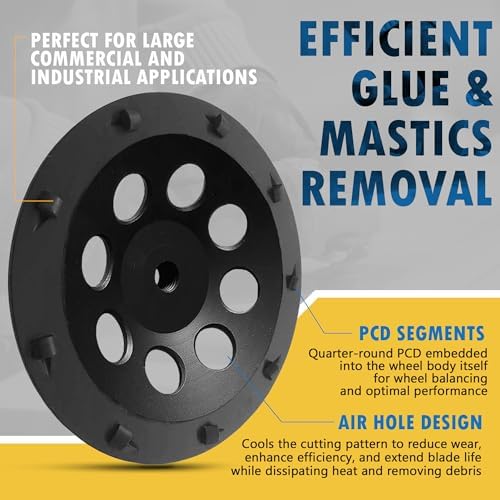 7" PCD Grinding Wheel for Epoxy, Glue, Mastic Removal, 9 Segments