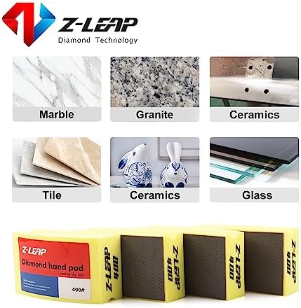 Diamond Polishing Hand Pads Arc Shape Back for Ceramic Porcelain Tile Glass Jade Stone Granite Marble Concrete Grit 400 4Pcs