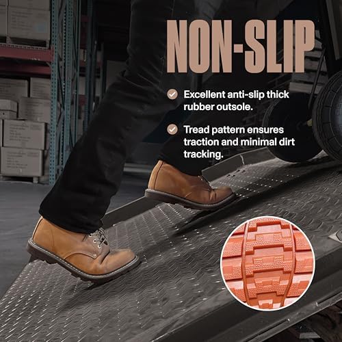 Work Boots for Men Soft Toe – 6inch Leather Boots for Construction Rubber Sole Working botas de trabajo para hombre, “Tank” Workboots