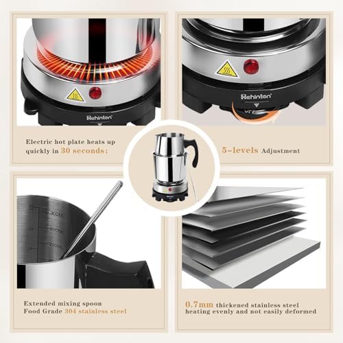 Hehinton Double Boiler Wax Melting Pot, Professional Water Heating Warming Pots for Candle Making, Wax Melter Making Kit for Beginners, DIY Kit with Electric Hot Plate, Heat Gun, Thermometer