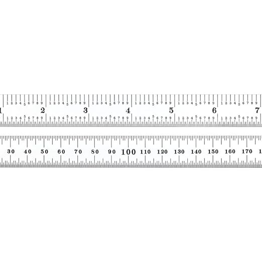 Starrett Full Flexible Steel Rule with Satin Chrome Finish, Quick Reading, Millimeter and Inch Graduation - 34 Graduation, 19-1/2" Length, 0.5mm Thickness - C334-500