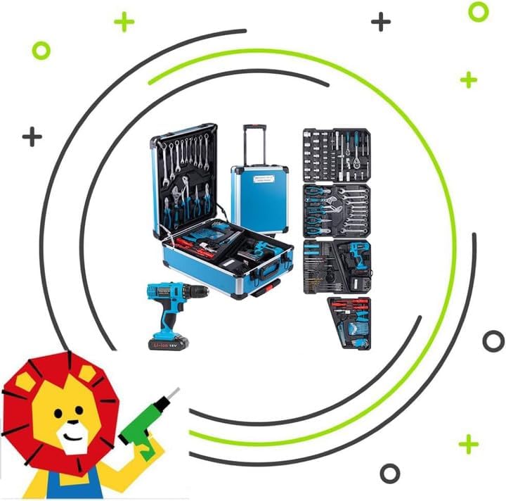 346 Pcs Tool Sets,18V Electric Power Drill Set, Cordless Drill for Men, Household Home DIY Hand Tool Kits,18+1 Clutch Cordless Power Drill Set for Thanksgiving, Christmas,Father's Day (Blue)