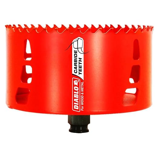 Diablo Carbide Teeth Hole Saw for Wood and Metal - Fits with Snap-Lock Plus Mandrel System, Tool-Free Plug Ejection - 5" Diameter, 2-3/8" Length - DHS5000CT