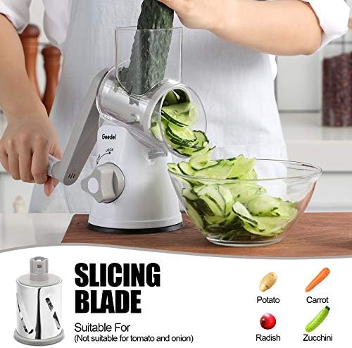 Geedel Rotary Cheese Grater Hand Crank, Cheese Shredder Vegetable Slicer