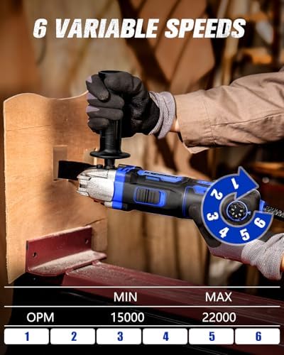 AVID POWER Oscillating Tool, 3.5-Amp Oscillating Multi Tool with 4.5° Oscillation Angle, 6 Variable Speeds and 13pcs Saw Accessories, Auxiliary Handle - Blue