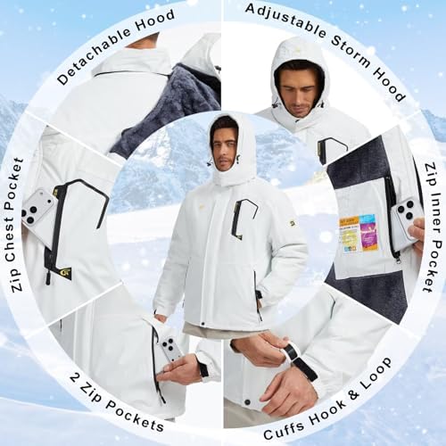 QPNGRP Mens Waterproof Ski Snowboard Jacket Winter Windproof Snow Coat