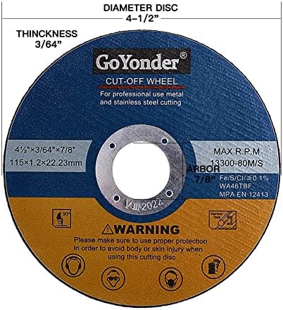 GoYonder 25 Pack 4 1/2 Cutting Wheels for Metal,Stainless Steel,4.5" x 0.045 x 7/8 Ultra Thin Cut-Off Wheel for Angle Grinders-Blue