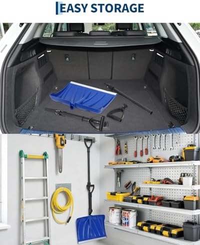 Lightweight Ergonomic Snow Shovel with Spring Assist, Dual d‑Ring Handle