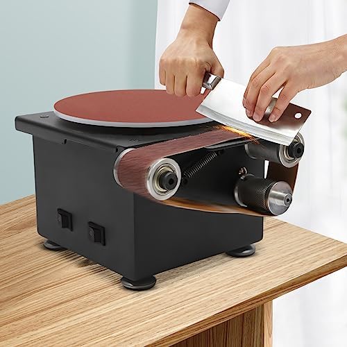 Mini Disc Sander 6-Inch, 1.2"x15" Belt Bench Grinder, 7 Speed Electric Sander Table Small Spindle Sander Machine, Mini Belt Disc Sander for Metal, Wood, Steel, Iron, Plastic, 100W