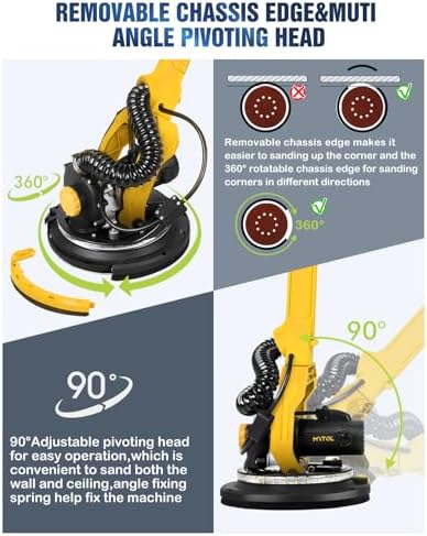 MYTOL 7.2A Drywall Sander with Vacuum, LED, 6-Speed