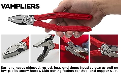 VAMPLIERS 2-PC Set 9" Linesman Pliers, Electrician Scissors + 10" Pouch