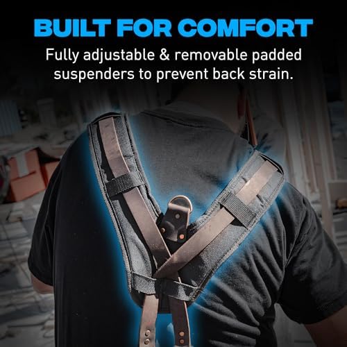 OX Drywall Tool Belt + Suspenders - Leather Tool Pouch Rig - Size L