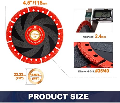 Metal Cutting Diamond Blade 4 1/2"- BRSCHNITT 115mm All-Purpose Diamond Saw Blade for Rebar Sheet Metal Angle Iron Stainless Steel Concrete.